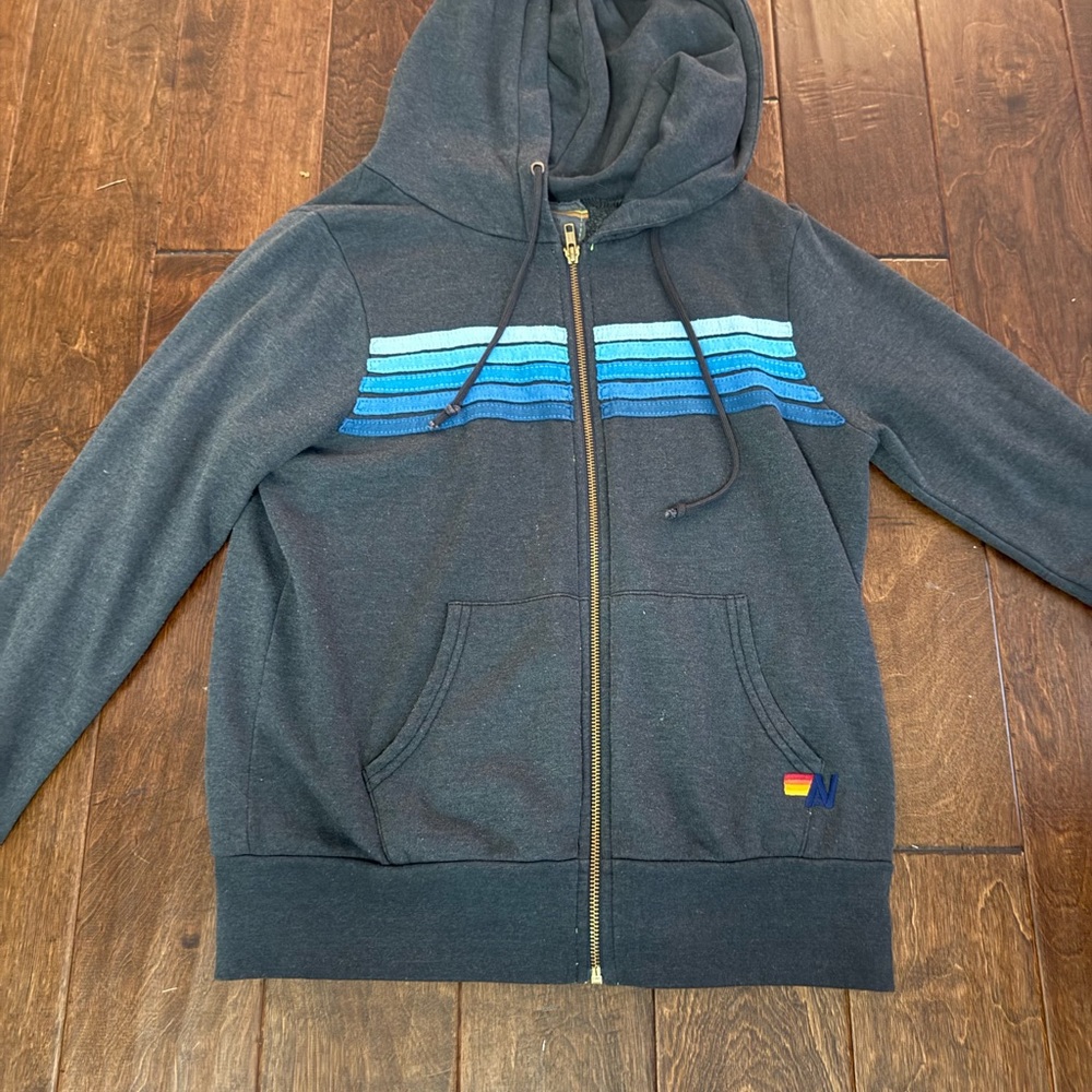 Aviator Nation Textured Gray Zip Up